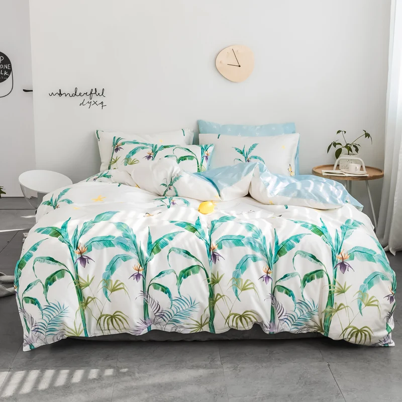 

Rainforest Style100% Cotton Fabric Blanket/Duvet Cover Set Flatsheet Sheet PillowCase 3/4Pcs Twin Queen King Size for Christmas