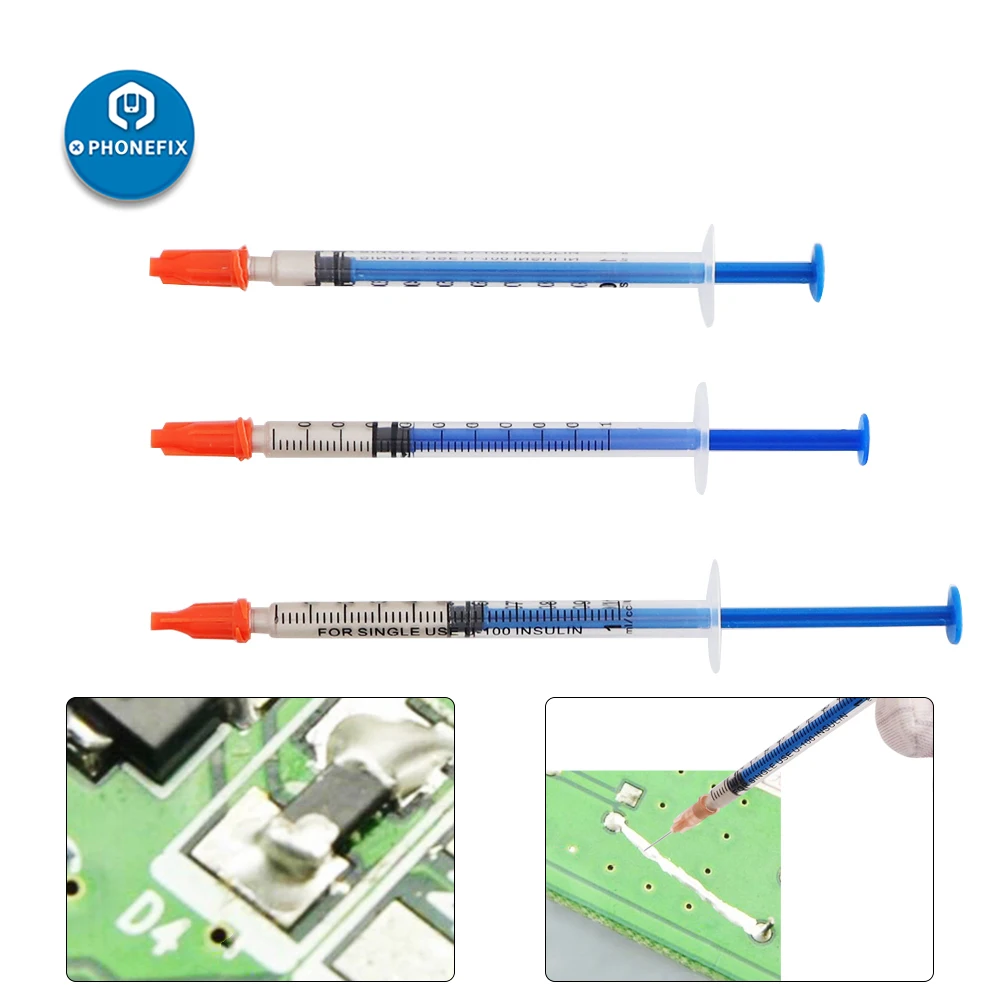 Adhesivo plateado de 0,1 ML, 0,3 ML, 0,5 ML, pasta eléctrica conductora de plata, resina conductora de pintura para reparación de placa PCB