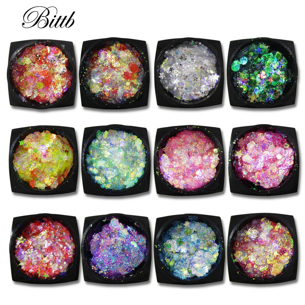 Bittb 1 коробка голографическая блестящая Русалка Радужные Блестки Чешуйчатое