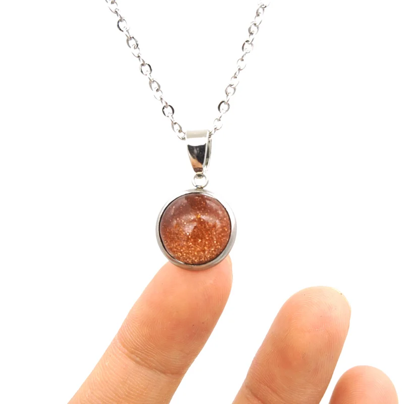 12 мм подвеска из натурального камня Цепь нержавеющей стали Друза опал Синий