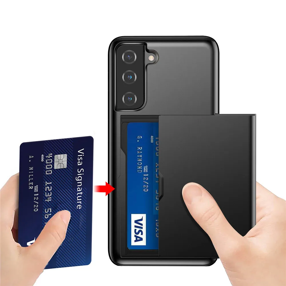 Чехол с отделениями для карт Samsung Galaxy S21 S30 Ultra Note 10 9 8 S10 5G S9 S8 Plus S10E S7 S6 Edge s21 +