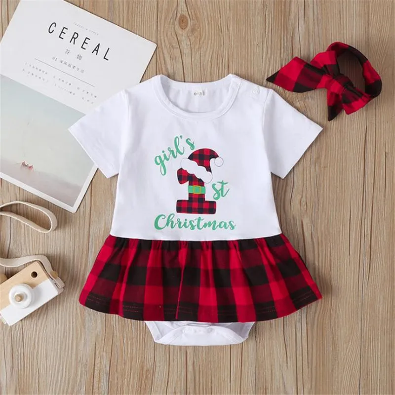 Боди для новорожденных девочек Рождественская одежда с короткими рукавами