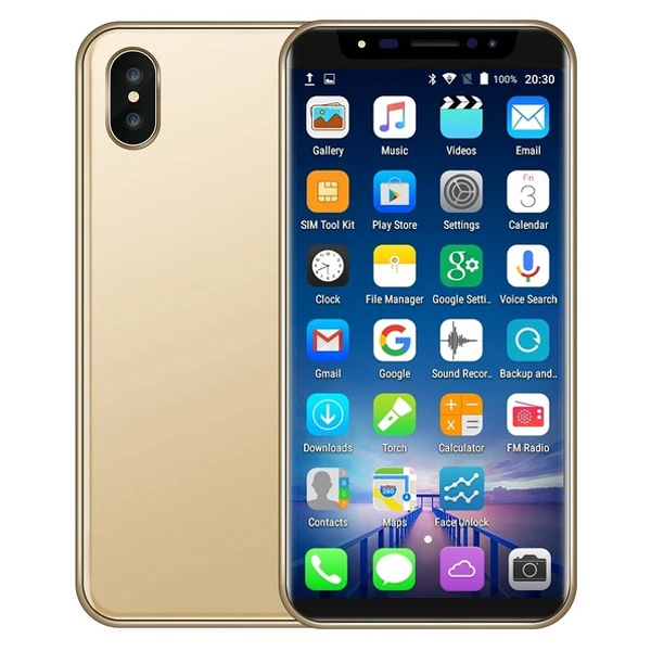 Разблокированный Android смартфон XS 5," дюймов HD полный экран Смарт мобильный телефон Лицо ID Google Play БЕСПЛАТНО 3,5 мм наушники подарок - Цвет: golden