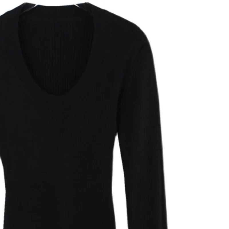 

DEAT 2021 New Autumn And Winter Fashion Casual Long Sleeve Solid Color Square Neck Slim Bottomed Sweater Top Women SL523