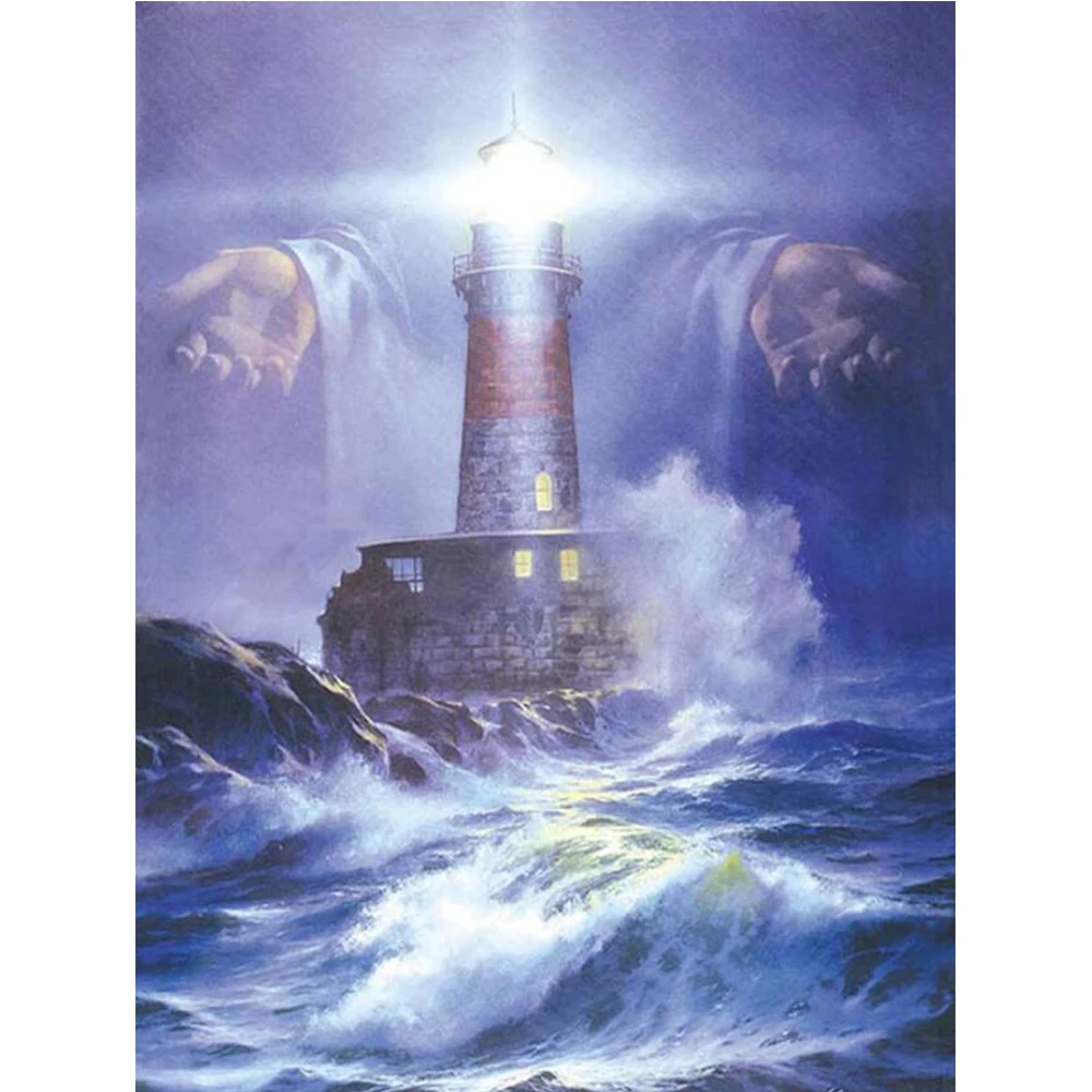 Алмазная 5d картина сделай сам с изображением маяков Иисуса мозаика