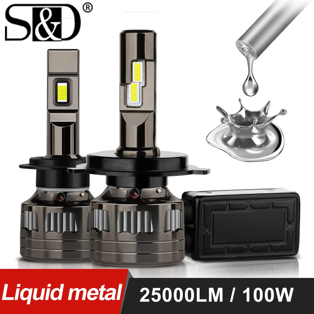 

2Pcs 100W 25000Lm H1 H11 H7 LED Headlight Bulbs Canbus H4 LED H8 H9 H3 9005 HB3 9006 HB4 9012 HIR2 Lamp Liquid Metal Cars Lights