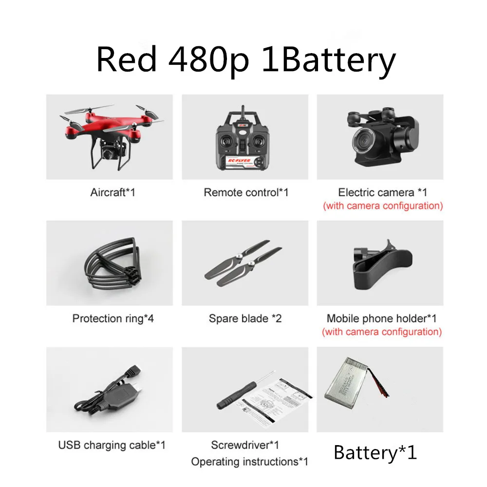 Red 480P 1B Дрон 4K Квадрокоптер HD аэрофотосъемка вращающаяся камера давление воздуха hover ключ посадки полета 20 минут р/у Дрон вертолет - Цвет: Red 480P 1B