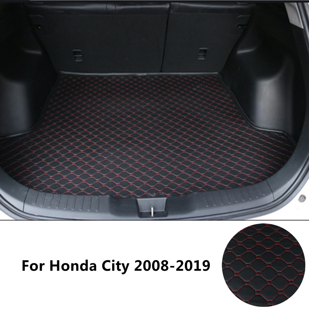 

Плоская боковая подкладка для груза для Honda City (2008-2019) 2009-2010-11-12-2018 Accord специальные коврики для багажника автомобиля водонепроницаемые коврик...