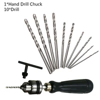 185mm hand drill and 10pcs drill bit set mini tiny micro hss drill bits keyless chuck 0 6 6mm 11 522 53mm power tools parts
