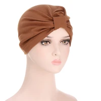 hot india turban elastic muslim solid color chemo cap headwrap solid bandanas knot turban hat muslim headscarf islamic hijab