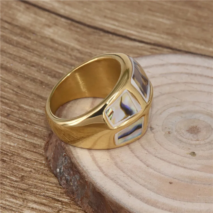 

Wholesale Fine Jewelry shell finger ring jewelry titanium steel gold color rings fashion jewelry casting ring for women