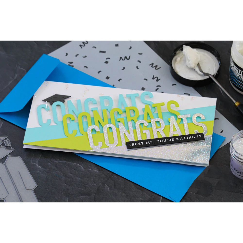 

Congrats Cutting Dies Scrapbook Dariy Decoration Stencil Embossing Template DIY Greeting Card Handmade
