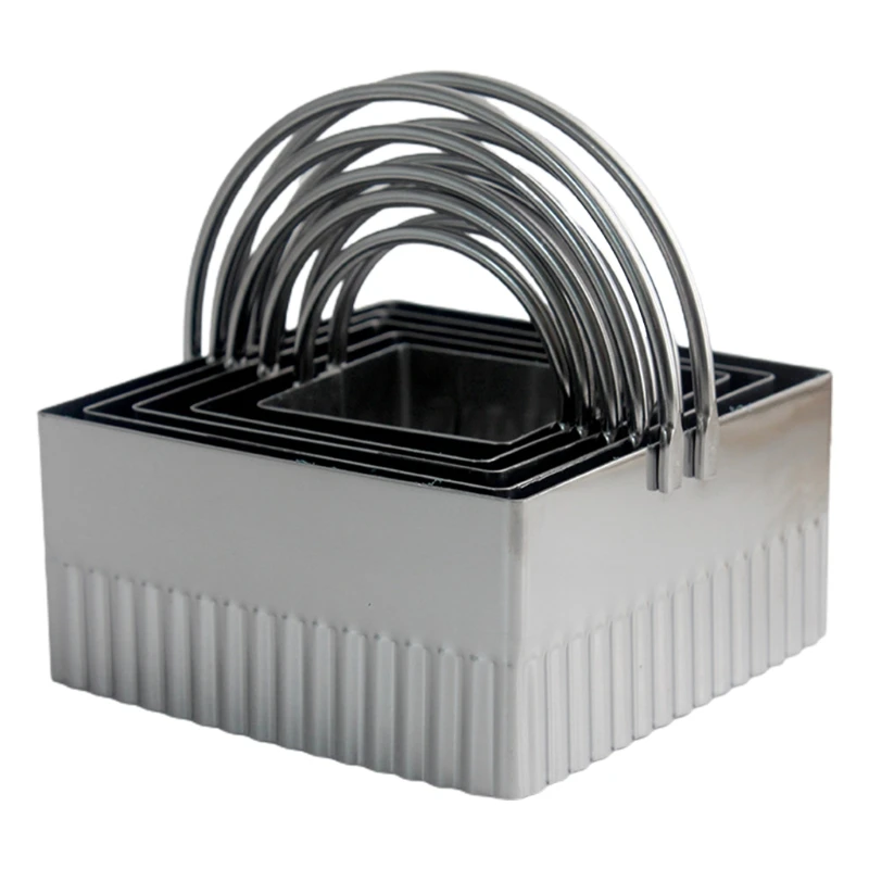 

5 Pcs Square Biscuit Cutters with Handle Stainless Steel Baking Cookies Biscuit Fondant Mold Cake Decoration Tool Mould