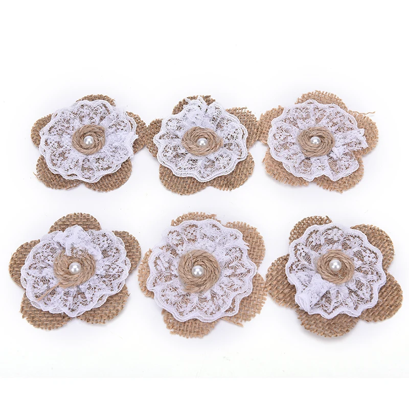 

Party Decoration Hat Craft Accessories IY Natural Jute Burlap Hessian Flower Rose Handmade rustic Vintage Wedding Decoration