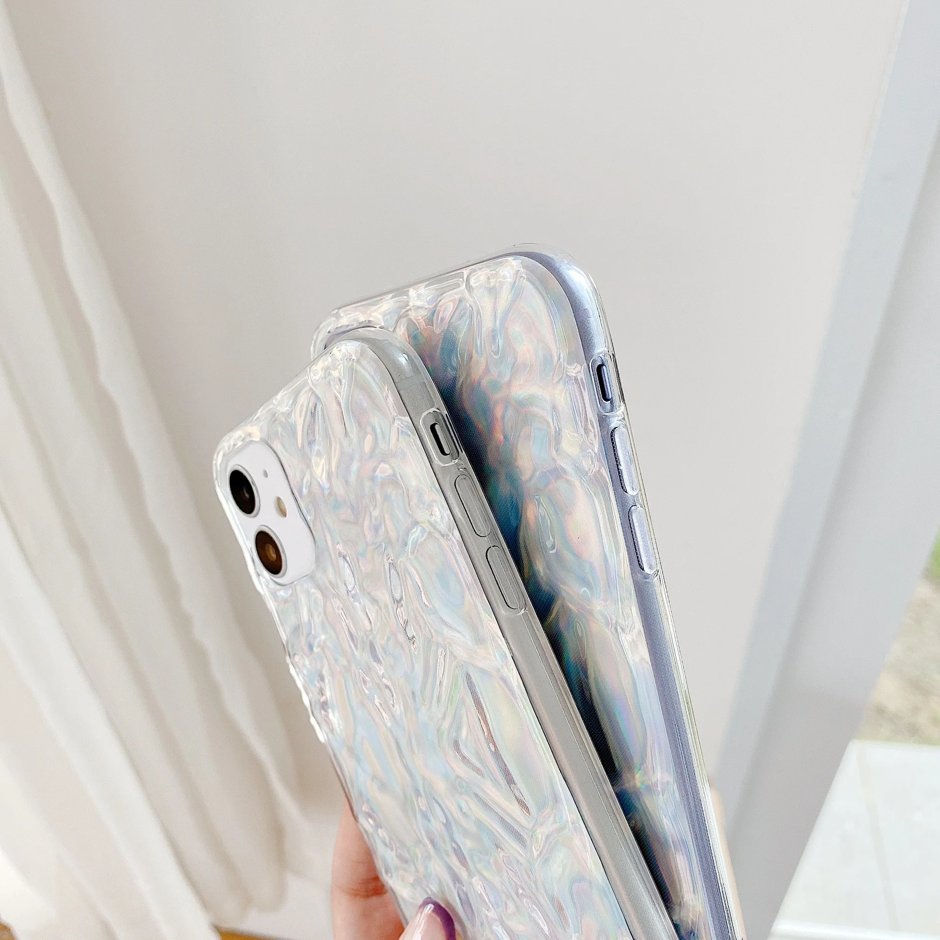 

Iphone Case Apple 12Pro Simple Laser Tin Foil Xr Phone Case for Iphone Xs Max Full Pack 7/8Plus Soft Case
