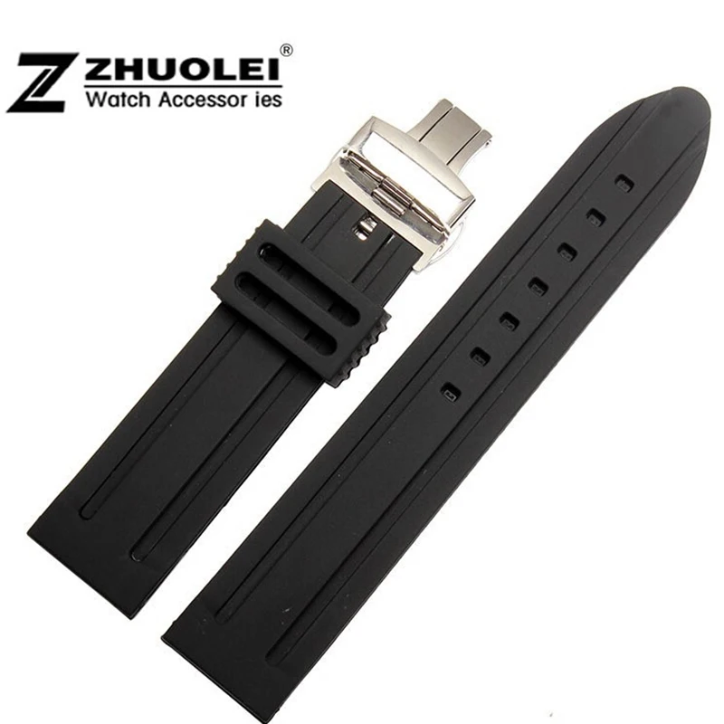 Ремешок силиконовый Водонепроницаемый для мужчин и женщин резиновый черный