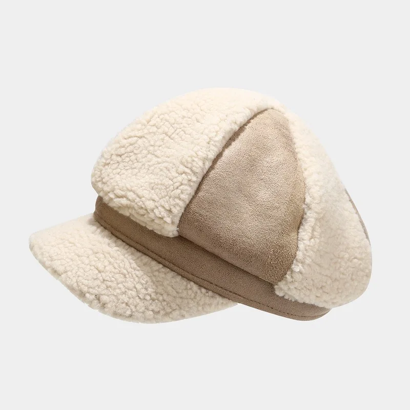 

2021 Cotton patchwork Women duck tongue beret Simple casual Octagonal cap Autumn and winter joker painter hat 22