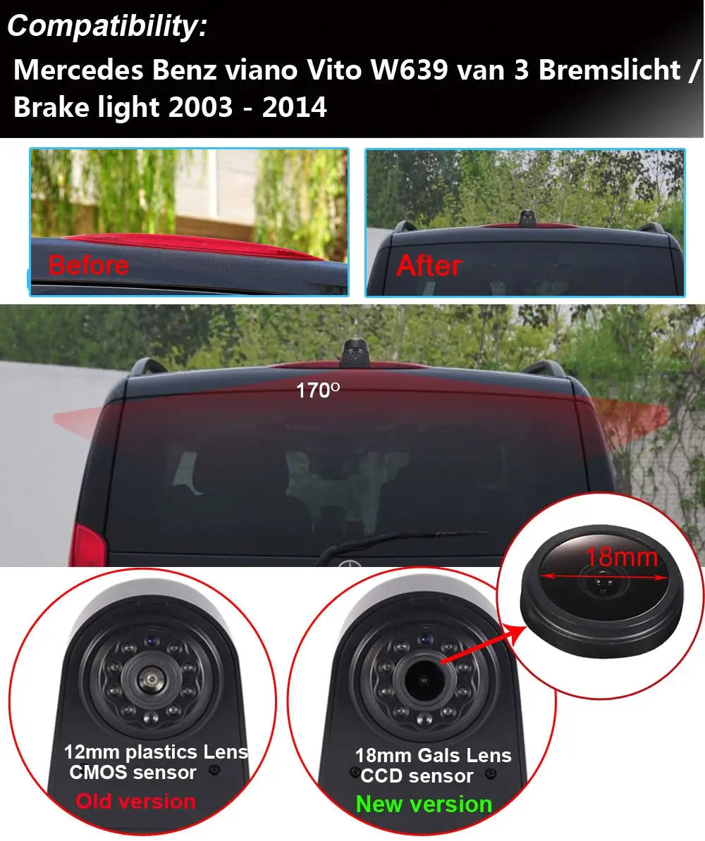Для Mercedes Benz viano vito w639 van 3 bremsliзаписи braje светильник 2003-2014 18 мм объектив HD CCD