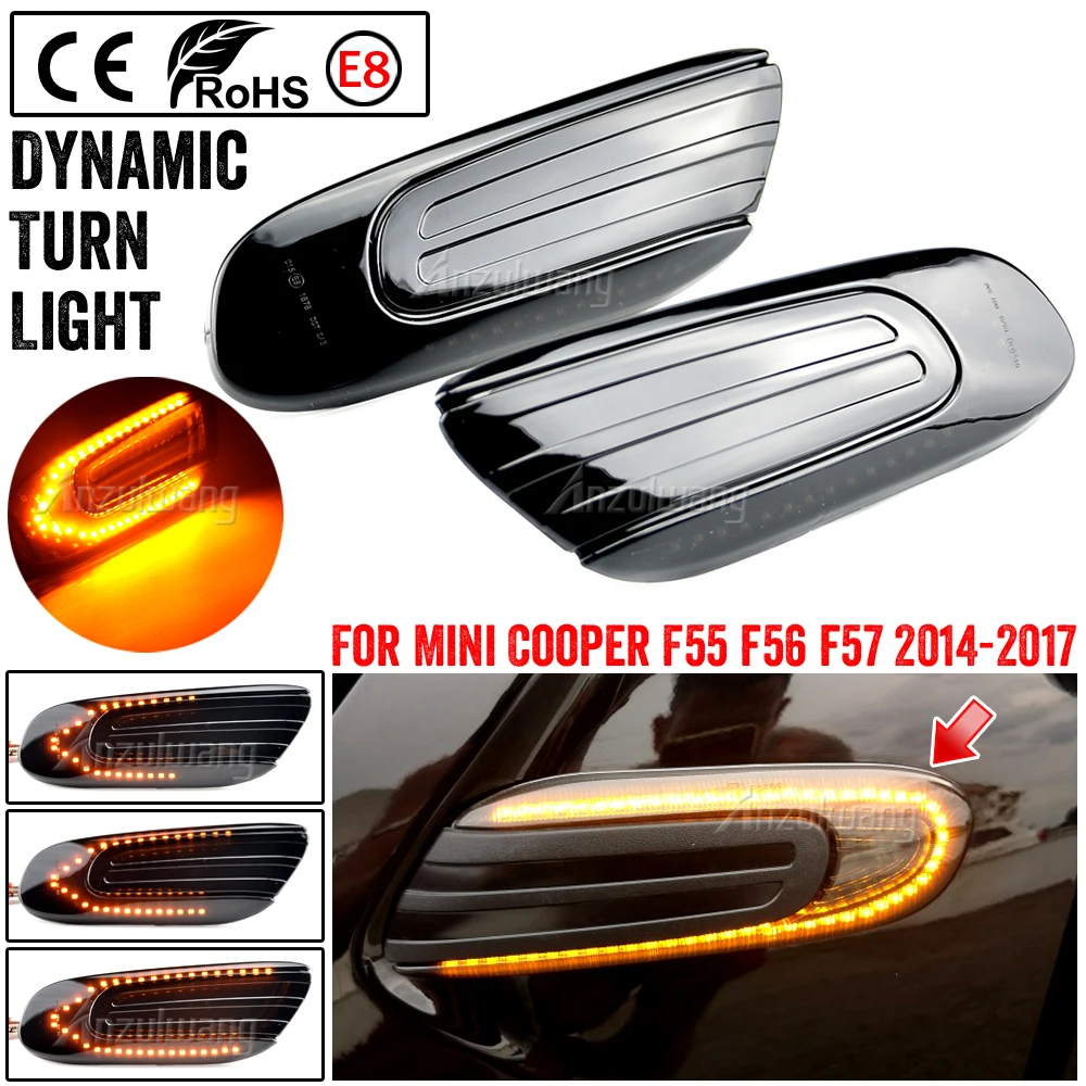 

For Mini Cooper F56 F57 Dynamic Led Side Repeater Indicator Lights For Mini Cooper F55 Flowing Side Marker Signal Lamps Lights