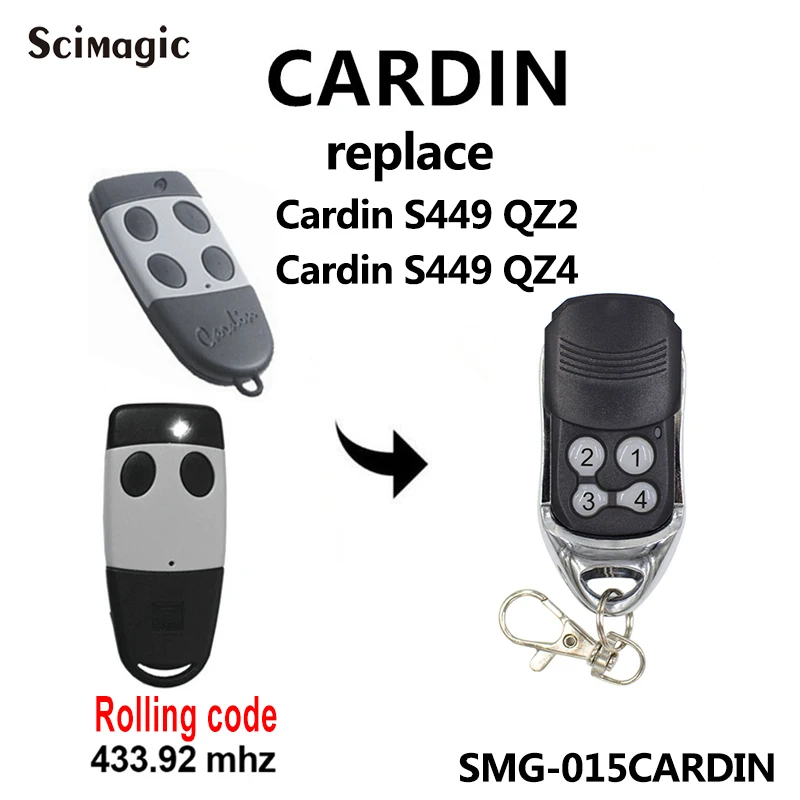 

SMG-015 Cardin S449 QZ2 QZ4 Rolling Code 433.92MHz Gate Remote Control / SMG-002 CARDIN S476-TX2 S476-TX4 Garage Door Opener