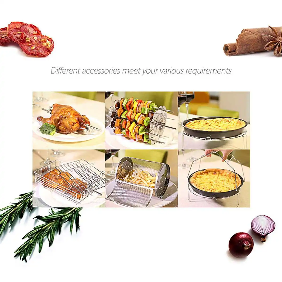 

13PCS Air Fryer Accessories 9 Inch Fit For Airfryer 5.2-6.8QT Baking Basket Pizza Plate Grill Pot Kitchen Cooking Tool For Party