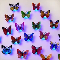 1 piece of wall sticker butterfly led light wall sticker 3d house decoration colorful glowing butterfly night light wall sticker