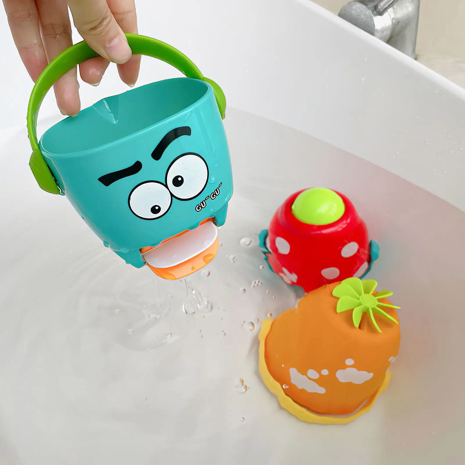 

3pcs Children Bath Shower Bucket Toy Stackable Waterfall Bath Toy Cute Bath Bucket Educational Bath Toy Plastic Bucket Toy