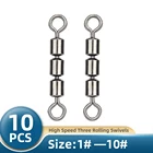 TIANNSII 10 шт. шарикоподшипник поворотное твердое кольцо из нержавеющей стали вращающиеся тройные поворотные рыболовные крючки для ловли карпа рыболовные аксессуары