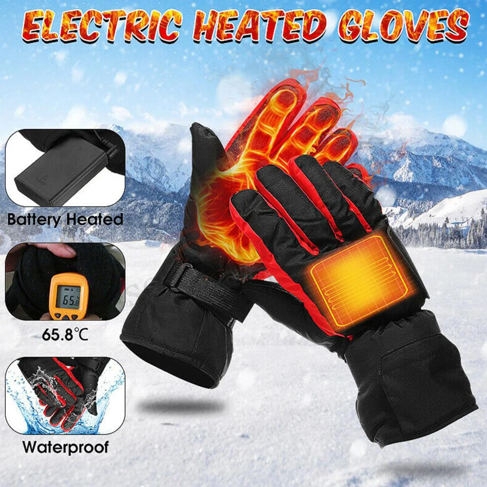 

Electric Heated Gloves Unisex Winter Battery Carbon Fiber Heating Five Fingers Hand Warmer For Outdoor Motocycle Skiing Cycling