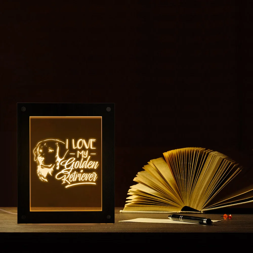 Настольная лампа I Love My Golden Retriever для щенков светодиодная подсветка фоторамка