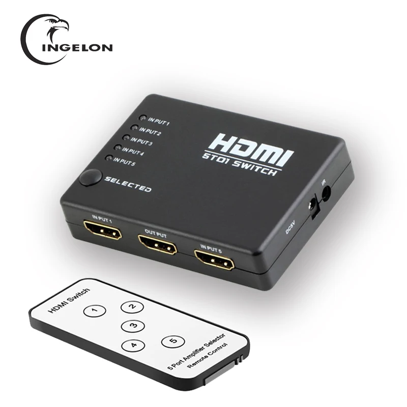 HDMI сплиттер 5 в 1 HD TV 3 переключатель 1080P с батареей CR2025 пульт дистанционного