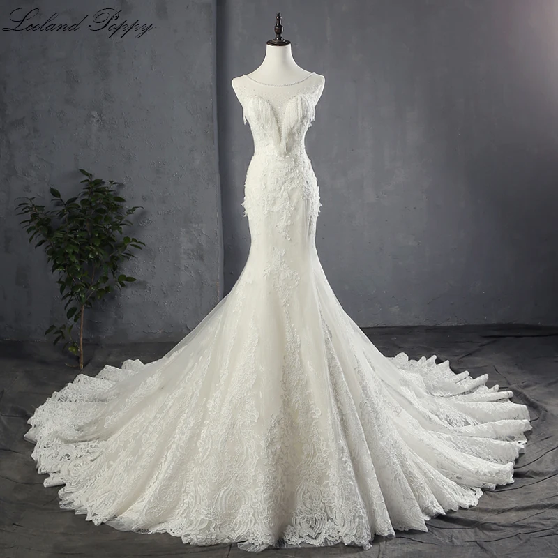Vestido de Noiva женские свадебные платья русалки 2020 Кружевные Аппликации длиной до