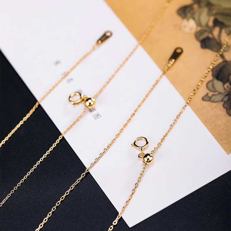 

925 Sterling Silver 18k Gold Beads Strip Chain Necklace For Women Spring Simple Style Student Female Fashion Jewelry Flyleaf New