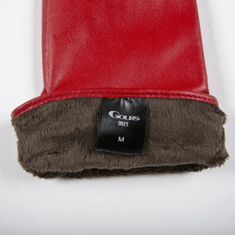 Женские теплые кожаные перчатки Gours синий из натуральной козьей кожи GSL005 зима