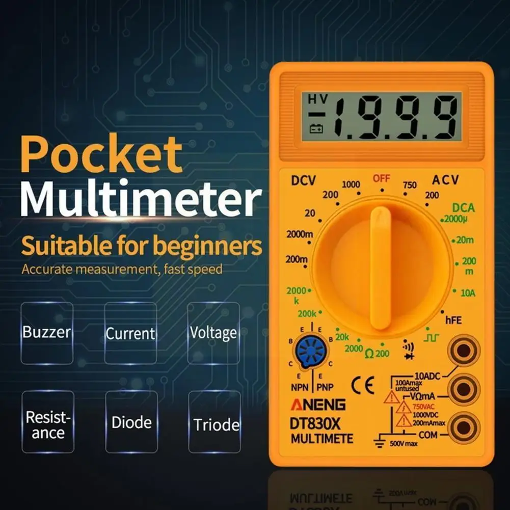 

Digital Multimeter Multimeter Voltmeter Ammeter Ohmmeter Display 750v Current Test Lcd Dc10v~1000v I6f4 10a Tester K5p3