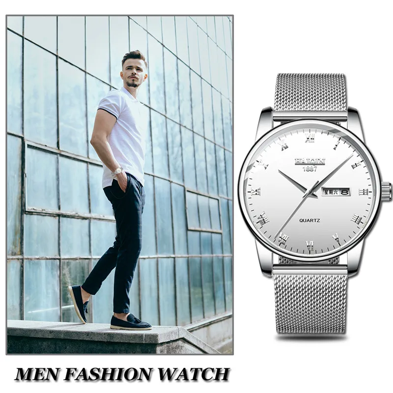 HAIQIN Brand Week Shows Full Calendar Men's Watches Quartz Business Fashion Stainless Steel Waterproof Watch Men Reloj Hombre | Наручные
