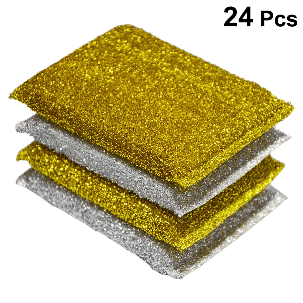 

24pcs Glitter Sponge Scrub Brush Household Scouring Pad Dishwashing Sponge Cleaning Pad Sponge Cloth for Home Kitchen