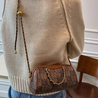 new fashion chain shoulder messenger pu bag portable personality boston bag female retro wholesale luxury brand design bag