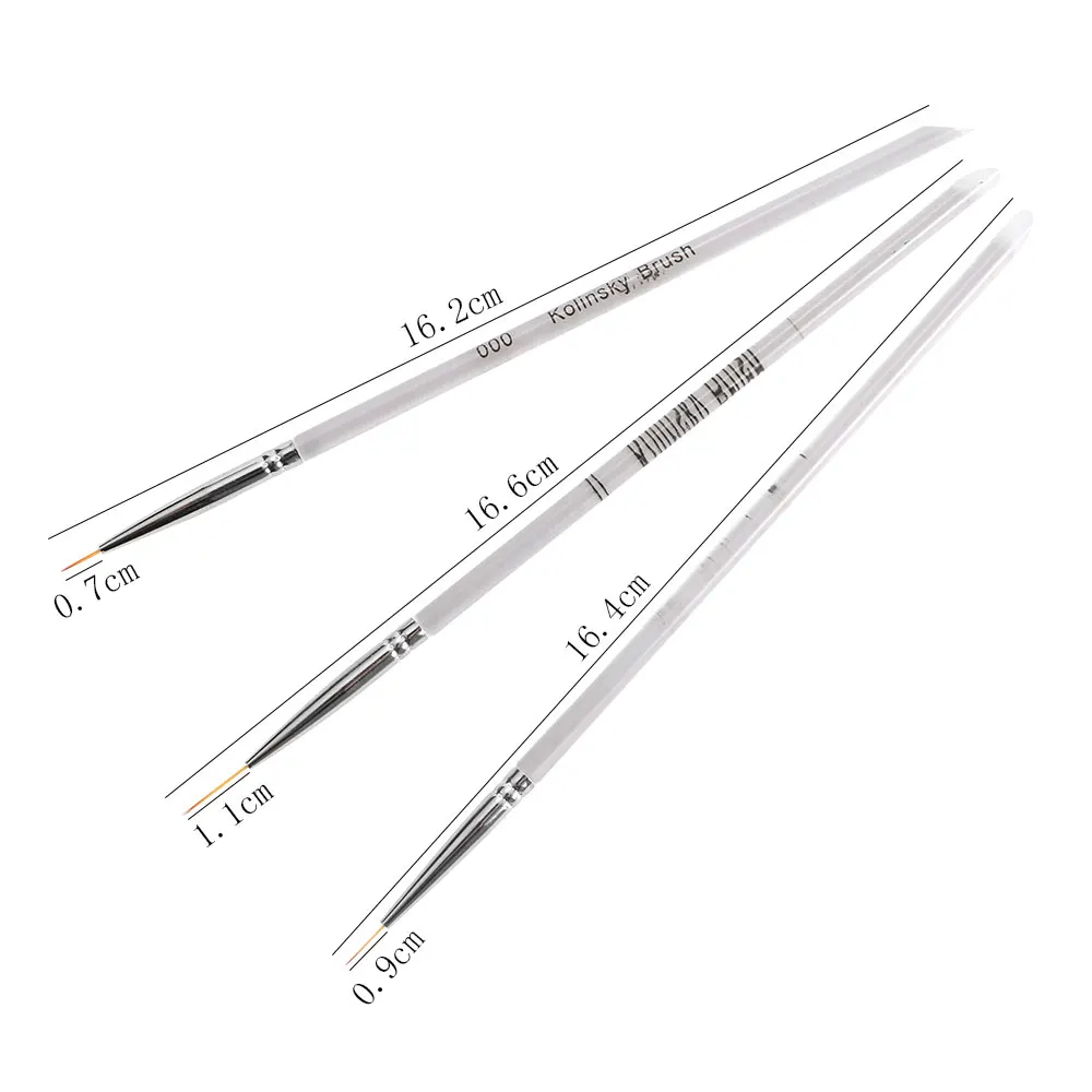 3 шт. кисти для нейл арта прозрачная акриловая тонкая ручка лайнер рисования