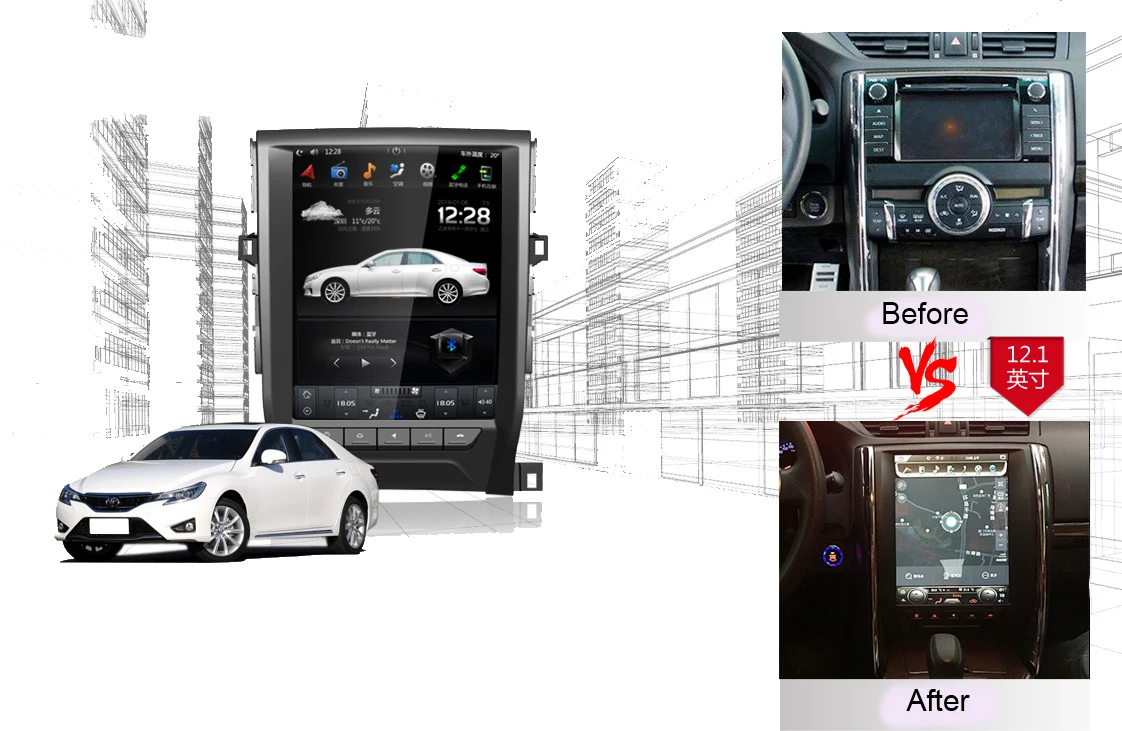 Автомагнитола в стиле Тесла с вертикальным экраном Android 9.0 GPS-навигация для TOYOTA