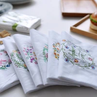 6 styles eco friendly concise restaurant airplane handmade embroidery table napkins sofa linens letters multi purpose use