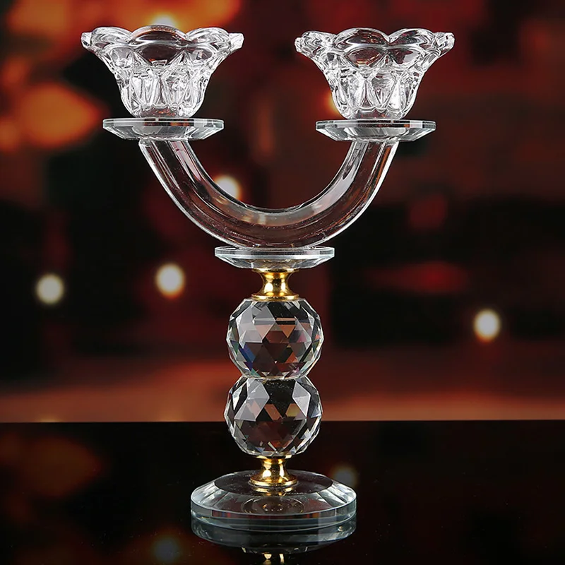 

Двухсторонний Хрустальный подсвечник, простое резьбовое украшение ручной работы, Романтический Хрустальный подсвечник для дома, отеля, св...