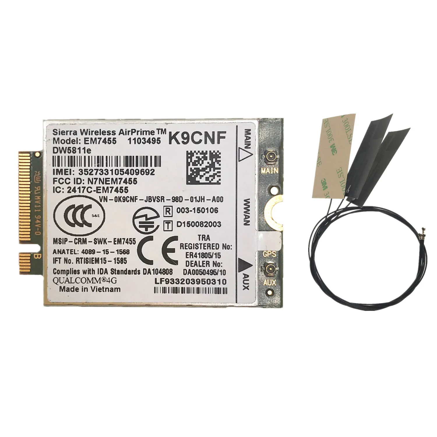 С комплектом антенн + для Sierra EM7455 DW5811e Gobi6000 K9CNF NGFF HSDPA/UMTS/HSPA GPRS/EDGE Cat 6 карт 4G LTE модуль