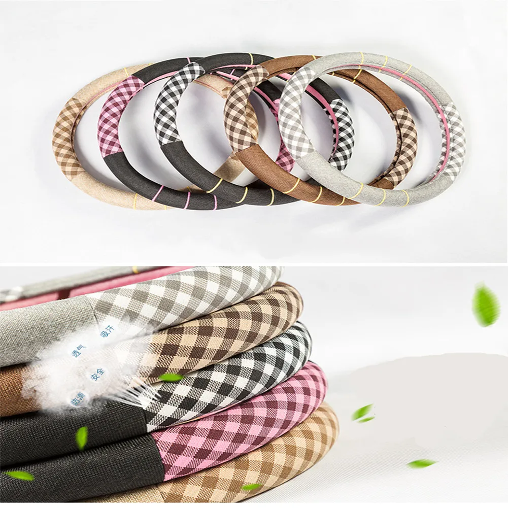 

Car Accessories Universal 15" Car Steering Wheel Cover Linen Cover Car Interior Decoration
