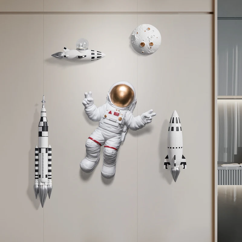 

Astronaut Wall Decoration Home Decor 3D Airship Rocket Wall Hanging Creative Resin Crafts Children's Bedroom Background