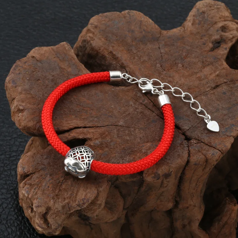 Подлинный 925 пробы серебряные ювелирные изделия модные простые свинки красная