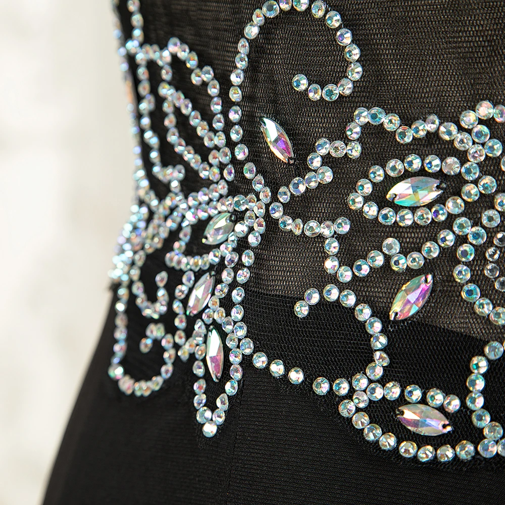 

2019 Sexy Black Mermad Prom Dresses Sweetheart chiffon illusion floor length sleeveless formal evening dress elegante