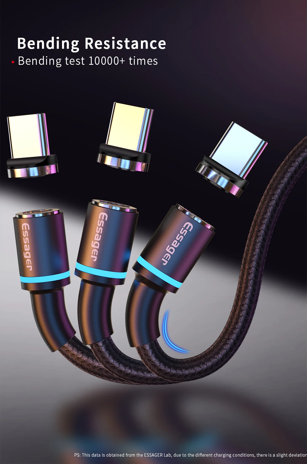Магнитный кабель Micro USB Essager для IPhone samsung Android, кабель USB для быстрой зарядки, 3 м шнур, Магнитный адаптер зарядного устройства