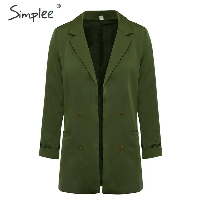 Simplee Двубортный женский пиджак Элегантный шикарный офисный осень зима верхняя