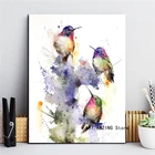 Минималистичный акварельный постер Three's Company Hummingbird, художественный плакат на холсте, Настенная картина, печать, Декор для дома и спальни, художественное оформление